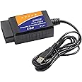 CGEAMDY OBD2 Scanner, OBDII USB Car Code Reader Scan Tool with CH340T Chip, Automotive Diagnostic Tester for PIC18F25K80, Vehicle Engine Fault Reset Adapter, Supports All OBD Ⅱ Protocols Auto