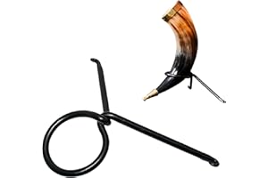 House of Warfare Medieval Hand Forged Iron Horn Stand for Drinking Horns Viking Beer Mead Horn Stand Made From Sturdy Iron for Display and Décor (Handforged Horn Stand)