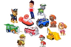 MODALI 12 Stück Mini Figuren Set,Paw Dog Patrol Cake Topper,Paw Dog Patrol Toppers Party Kuchen Dekoration Supplies,Kindergeburtstag Deko,Tortendeko Junge,Geburtstags Party liefert
