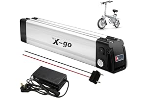 N\A X-go 36V Ebike Battery 10Ah 10.4AH Lithium Li-ion Folding Bike Replacement Battery Pack for 350W 250W 200W Electric Bicycles Motor With Charger (36V 10AH 2pin)