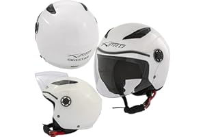A-PRO Casco Moto Scooter Seguridad Niño Chicos Infantil Homologado ECE 22 06 Blanco S