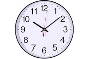 OFFICER PRODUCTS Horloge Murale en Plastique - 30 cm - Chiffres Arabes - Horloge Murale silencieuse à Quartz - pour l'école, Le Bureau, Le Salon, la Cuisine - Analogique - Moderne - Ronde décorative