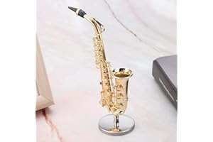WOSUME Alto Saxophone with Case, Miniature Alto Saxophone Replica with Stand and Case Gold Plated Instrument Model Ornaments