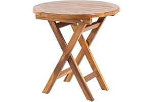 EDENJARDI Mesa de jardín Auxiliar de Madera Teca, Redonda, Madera Teca Grado A, Medidas 50x50 cm, Tratamiento al Agua aplicado, Mesa para terraza de teka, Mesita de balcón