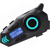Motorcycle Intercom, Helmet Bluetooth Communication Headset with 500M Range | Motorbike Headset with FM Radio, LCD Display, I