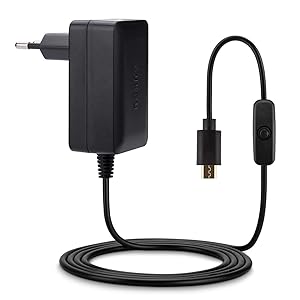 Aukru Caricabatteria 5V 3A Micro USB con interrupteur on off Alimentatore per Raspberry Pi 3 Modello B+ Plus/Pi 3 - Noir