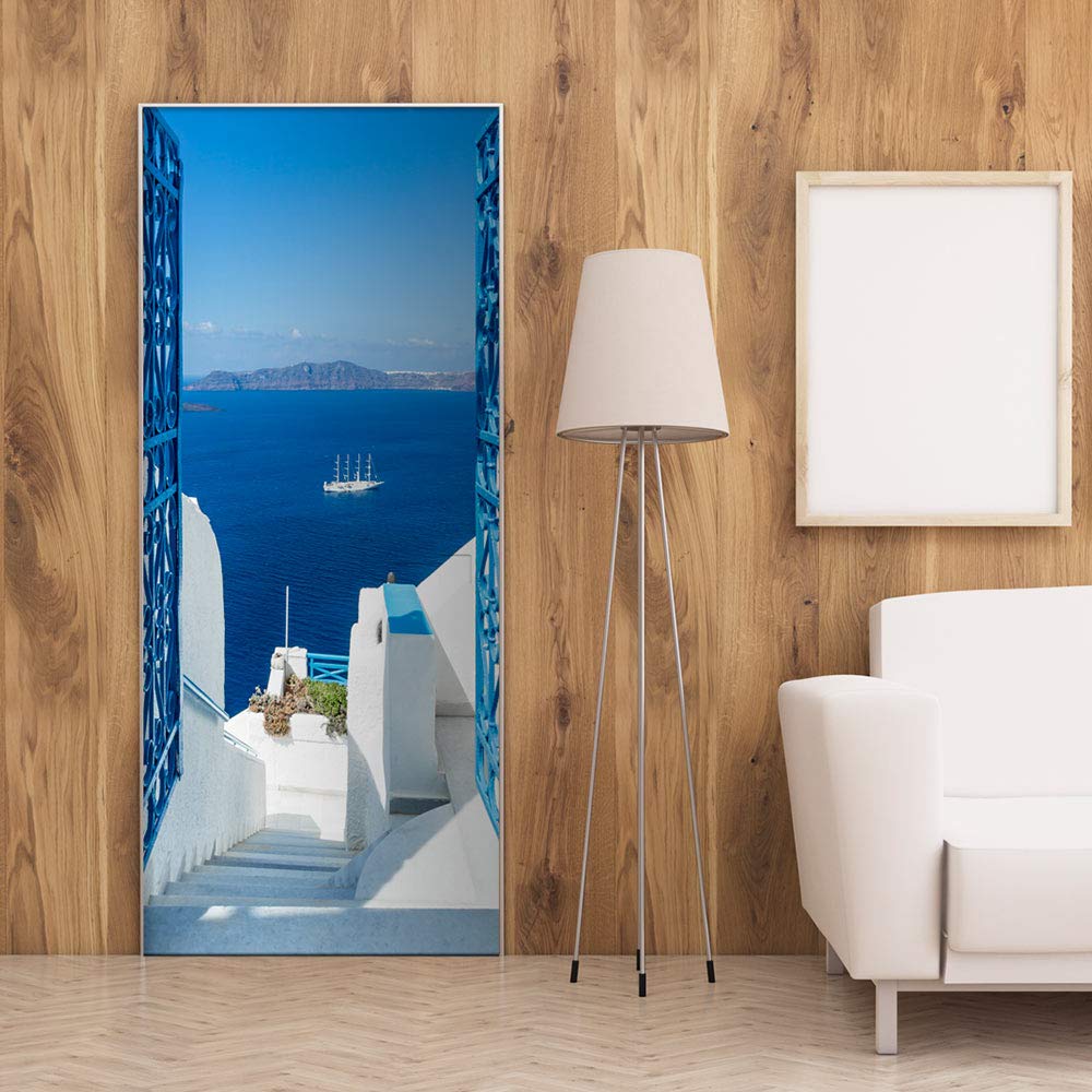 Murando Autoadesiva Carta Da Parati Per Porte Xl 80x210 Cm Pennelo Per Porte Poster Adesivo Quadro Design Grecia Mare C B 0216 A D Casame