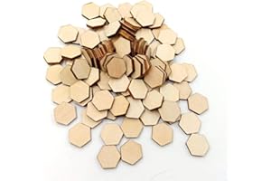 MILISTEN 200Pcs Wooden Hexagon Pieces Unfinished Hexagon Cutout Christmas DIY Craft Supplies Decorations Ornaments 15MM