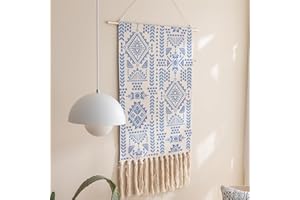 BMIDRUT Arazzo da appendere alla parete in macramè, stile bohémien, decorazione artistica per la casa, per appartamenti, dormitori, porte, 50 x 85 cm (C10)