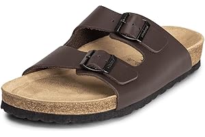 VITAFORM® Pantoletten für Herren I breiter Schuh I Sommer Sandalen mit Kork-Fußbett I Hausschuhe mit Riemen I Arbeitsschuhe für Pflegepersonal und Pflege I gelenkschonende und dämpfende Schuhe