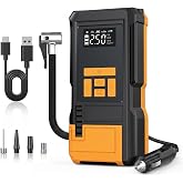 6000mAh Taşınabilir Hava Pompası - 150 PSI Dijital Kompres&ouml;r, 12V &Ccedil;akmaklık ve Şarjlı Kablosuz Lastik Şişirme Pompası (Ara&ccedil;, 