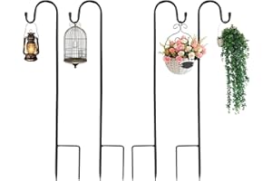 YITOBICI Gancio da pastore da giardino, bastone da pastore, palo per lanterna, palo da giardino in metallo,staccabile, per cesti di piante, lanterne, matrimoni, luci solari, gabbie per uccelli, 120 cm,4 pezzi