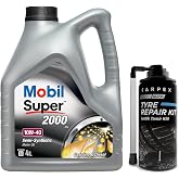 Mobile Super 2000 X1 10W40 Engine Oil 4 L + 00120 Carpex Auto Tire Repair Kit 300 Ml