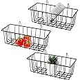 Gddochn 3 Pack Wall Grid Panel Hanging Wire Basket,Wall Storage and Display Basket,Grid Wall Storage Basket for Kitchen,Home Decor Supplies,Black