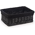 Woodluv Storage Baskets Woven Wicker, Storage Basket for shelves, Baskets to make hampers, Storage Box, Storage Organiser, Black, Medium