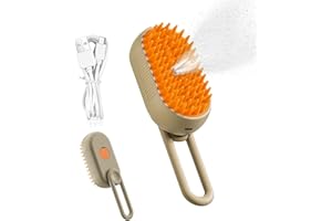 DONUBIIU Steamy Cat Brush, 3 in1 Cat Steamy Brush, No-Clean Steam Cat Brush, Multifunctional Cat Steam Brush, Cat Grooming Brush, Cat And Dog Pet Hair Removal Comb (Coffee)