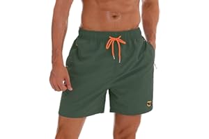 JustSun Short de Bain Homme avec Poches Zippées Étanche Short Séchage Rapide avec Filet
