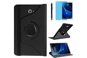 R.SHENGTE Custodia per Samsung Galaxy Tab A 10.1 pollici 2016 (SM-T580 SM-T585) - Rotazione di 360 gradi Custodia protettiva completa per supporto,Con Penna Stilo, Pellicola Per Schermo (Black)