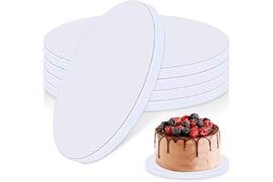 Bukuhlio Pack of 5 Cake Drum, 12 mm Round Cake Board, Diameter 25 cm/10 Inches, Multi-Layer Corrugated Cardboard, Reusable Cake Plate Cardboard for Transporting 6-9 Inch Cakes and Desserts