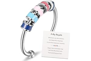 HERDEAR Emaille Angst Ring Edelstahl Verstellbarer Zappelring Offener Ring mit Perlen Anti Stress Zappeln Spinner Ringe mit Mehrfarbigen Perlen für Damen Herren Angst Linderung