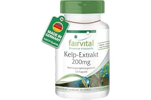 ‎FAIRVITAL Fairvital | Kelp Extrakt 200mg - HOCHDOSIERT - vegan - 120 Kapseln - 300µg Jod aus Braunalgen