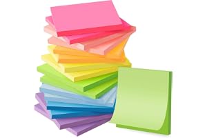 SKY-TOUCH Sticky Notes 7.6 * 7.6 cm, 600 Sheets Self-Stick Fluorescent Colored Post-it Notes, Easy to Post & Tear for Home, Office, Notebook(12 color, 600 Sheets Total)