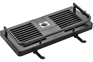 DUFU Bathroom Shower Shelf, Rustproof Shower Caddy Bathroom Storage, No Drill Organiser for Shampoo, Soap with Buckle and Shower Head Hook Suit 21-25mm Shower Rail (Black)