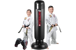 Sacco da Boxe da Terra Bambini con Guantoni da Boxe: JanTeelGO 150cm Sacco da Box Allenamento Boxe - Pungiball Bambin e Ragazze Età 3-12 per Praticare Karate, Taekwond