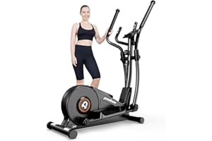 Pooboo Crosstrainer für Zuhause, Crosstrainer klappbar mit 16 Widerstandsstufen, Fitnessgeräte für zuhause mit LCD-Display, 159 kg Belastbarkeit für Senioren/Anfänger/Fortgeschrittene/Rehabilitanden