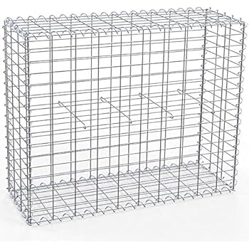 Gabbione Metallico 100x50x30 Cm - Per Pietre, Maglie 5x10 Cm, Zincato, Per Giardino E Decorazione