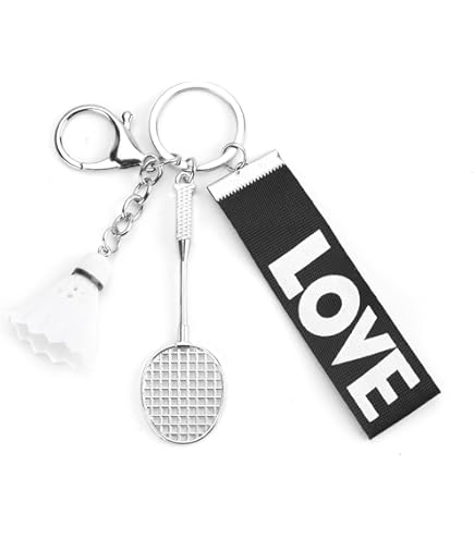 Funny Badminton Keychain, Ribbon Key Ring, Personalized Gift For Sports