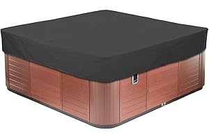 LDIW Outdoor Square Hot Tub Cover 210D Oxford Fabric Garden SPA Bath Pool Cover Waterproof Dustproof Anti-UV Multiple Sizes to Choice,Black,207x207x30cm