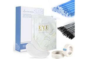 LUNAMOON 50 Paire Patchs Extensions de Cils + 50pcs Brosse à cils + 100pcs Micro Applicateurs Brosses + 2pcs Ruban de Cils, Appliquer pour Extension de cils(set02)