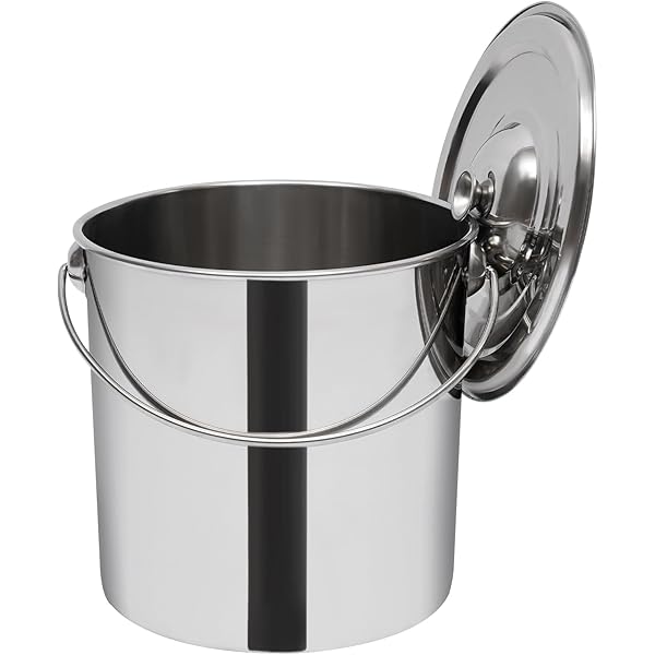 Toilette sèche en bois avec bavette inox et seau 22L plastique - La gris clair 22 litres - Fabrication Française - N9F4