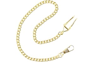 TIONG Taschenuhr 35,6 cm Kette mit gedrehten dicken & Karabinerverschlüssen Taschenuhr Albert Chain Link Weste Anzug für Ihre Taschenuhr