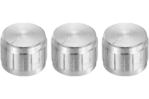 QUARKZMAN 3 stycken potentiometer knopp räfflad axel silver aluminium 6 mm axeldiameter vred 17 mm x 13 mm volymkontroll knap