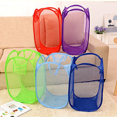 Große Faltbare Wäschekorb Wäsche Wäschetonne Waschen Tasche Mesh-Lagerung – Grün - 2