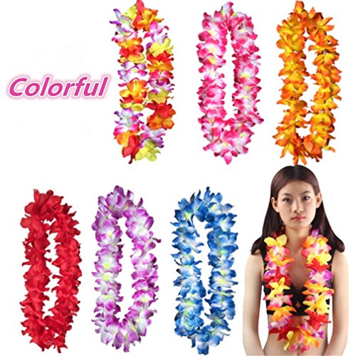 , 2 Stücke von Hawaii Blumenketten Hawaii Urlaub Girlande Halskette Kranz Decor Hula Fancy Kleid Party Hochzeit Beach Party Zubehör - 2