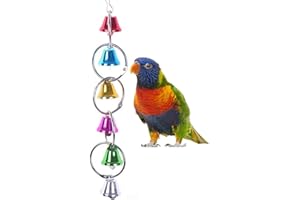 MOTTDAM Colourful Ringer Bells Swing Toy for Bird Parrot African Greys Macaw Budgies Parakeet Cockatiels Cockatoo Conure Lovebird Finch Cage Perch