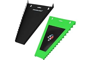 SWANLAKE GARDEN TOOLS Magnetic Wrench Organizer 2-Piece, Wrench Rack Tool Trays SAE (1/4" to 1-1/16"), Metric (6mm to 24mm), 32-Slot Drawer Storage Tools, Wrench Set Holder