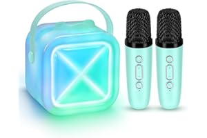 POPTREND Karaoke Machine 2 Microphones for Kids Adults,Mini Karaoke Microphone Kids Microphone Portable Bluetooth Speaker Player Gifts Toys for Girls 4,5,6,7,8, 9,10 +Year Old Birthday Home Party (Light Blue)