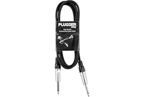 Plugger, câble guitare instrument Jack mâle mono 6,35mm vers Jack mâle mono 6,35mm. Compatible Ampli, basse, guitare, haut-parleur, appareil DJ, synthé et autres. Longueur 1,5 mètre. Qualité Pro Noir