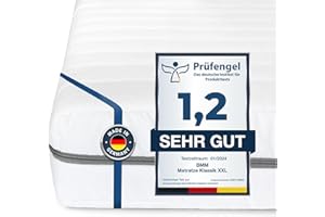 BMM Materac 200 x 200 cm Classic XXL klasa twardości H4 bardzo mocny, materac z zimnej pianki, ergonomiczny materac 7-strefowy, wysokość 12 cm.