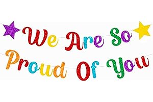 LYQAQ We Are So Proud Of You Colorful Banner -Glittery Graduation Congratulations Decor Celebration Bunting for Graduation Retirement Grad Party Decoration Supplies