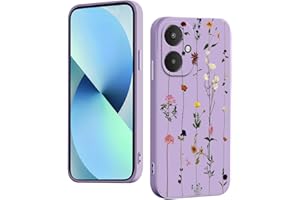 WOKEZ Silicona Líquida Funda para Xiaomi Redmi 13C 5G/Xiaomi Poco M6 5G con Flor, Silicona Phone Cover para Redmi 13C 5G/Poco M6 5G con Ultrafina a Prueba de Golpes-Púrpura39