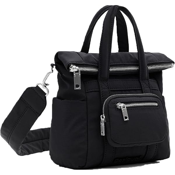Desigual Borsa A Mano In Nylon Riciclato, Donna, Taglia Unica, Stampa Liscia, Chiusura Con Cerniera