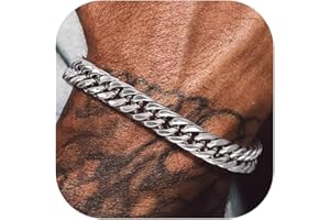 Bandmax Cadeaux Bracelet Homme pour Papa, Fils, Frère ou Mari - 19/21/23cm en Acier Inoxydable/Plaqué Or Jaune, Chaîne Bracelet à Maille Gros 8/12/17mm Hip Hop Style, Bijoux en Mode