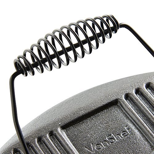 VonShef schwarze, bereits eingebrannte, flache und gusseiserne Fleischpresse 8” X 5” - 6