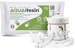 RESCHIMICA AQUA RESIN® – Yeso Alpha | Efecto Porcelana Satinado | Listo con Agua | Seguro & No Tóxico | Blanco Intenso y Coloreable | Para DIY, Moldes & Proyectos Creativos (Blanco, 1 kg)