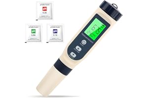 TALIFOCA 5 en 1 Testeur PH/TDS/EC/Salinité/Thermomètre,PH Mètre Électronique avec Écran LCD,Testeur d'Eau Potable et Alimentaire,Testeur de PH Haute Précision pour Piscine,Aquarium,Hydroponie